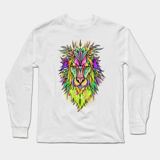 Lion colorful digital art illustration. Long Sleeve T-Shirt